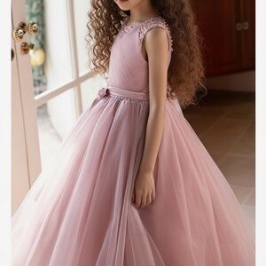 Dusty Rose Tulle Princess Dress – Youth Size 5